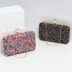Colorful gravel embellished clutch bag chain shoulder bag elegant clutch evening bags for ladies