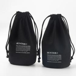 Round Bottom Organic Canvas Drawstring Bag Black Canvas Candle Packaging Pouch
