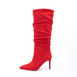 bottes femme Ladies Latest Autumn Winter Knee Boots Pointy Toe Slip On Stylish Long Boots Women Genuine Suede Knee High Boots