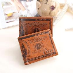 Fashion New Design US Dollar Print Business Card Holder Case Mens Wallet Slim PU Leather Purse for Travel