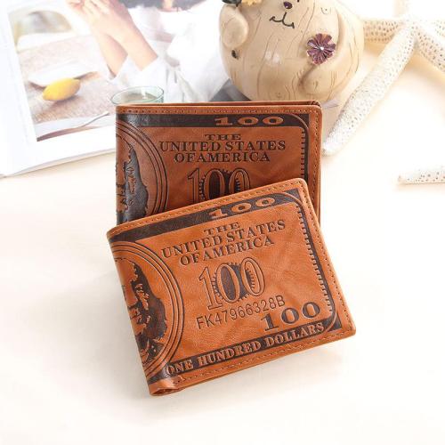 Fashion New Design US Dollar Print Business Card Holder Case Mens Wallet Slim PU Leather Purse for Travel