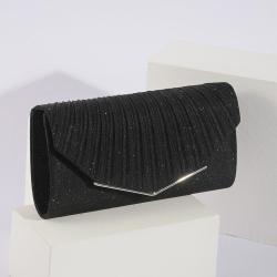 Hardware Trim Strip Textured Bright Flash Particle Clutch Purse Dinner Party Bridal Handbag Evening Bag