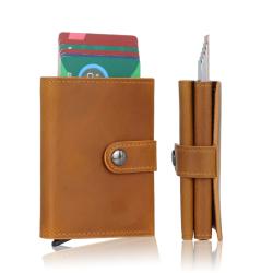 Leather Aluminum Metal Wallet Trifold Metal Wallet Leather Rfid Metal Pop Up Wallet
