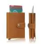 Leather Aluminum Metal Wallet Trifold Metal Wallet Leather Rfid Metal Pop Up Wallet