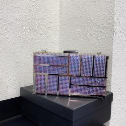 Luxury 2024 Women Shoulder Metal Bling Rhinestone Evening Bag Clutch for Wedding Party Ladies Handbag and Purses Messenger Bag