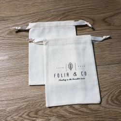 Custom Logo Printed Cotton Linen Candle Soap Pouch Eco Friendly Gift Drawstring Bag