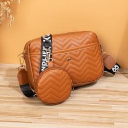 2024 New Korean Edition Women's Bag V-Pattern Embroidered Single Shoulder Crossbody Fashionable Lady Mother Bag One Piece