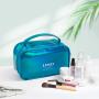 New custom laser pu cosmetic bag portable double layer colorful mirror leather storage bag custom logo