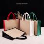 Custom Logo Color Natural PE Coating Lamination Burlap Eco Friendly Grocery Reusable Jute Shopping Bag Tote Bags