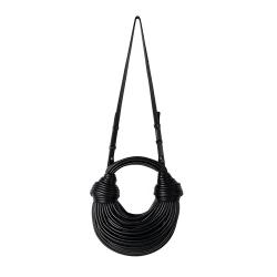 2024 Fashion Trendy Golden And Silver Luxury Noodles Bag With Double Knot And Removable Strap Bag