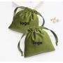 Custom Logo Printed Velvet Jewelry Packaging Pouch Small Luxury Drawstring Cosmetic Makeup Velvet Gift Bag