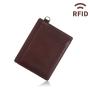 Customized genuine leather card holder slim transparent slots rfid leather business card holder