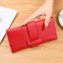 Women's Wallet Ladies Long Trifold Flap Coin Purse Multifunctional Card Bag Buckle Leather Wallet Coin Purse