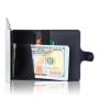 Factory wholesale leather pop up wallet rfid metal card holder aluminum metal wallet
