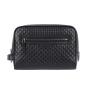 Custom Weaving Leather Cosmetic Bag Black Men's Toiletry Bag Large Travel Dopp Kit