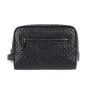 Custom Weaving Leather Cosmetic Bag Black Men's Toiletry Bag Large Travel Dopp Kit
