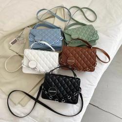2024 New Small Square Open Bag With Button Diamond Chain Diagonal Bag College Bags For Women