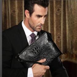 Wholesale Hot Selling Genuine Crocodile Leather Zipper Long Clutch Bag  For Men Customized Casual Portable Men Clutch Bags