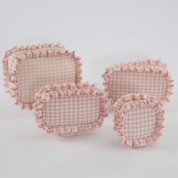 Keymay Various Colors Available Stock Toiletry Cosmetic Bags Ruffle Bag Cosmetic Bag