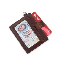 Customized genuine leather card holder slim transparent slots rfid leather business card holder