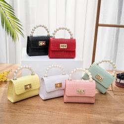 New Fashion Women Handbag Custom Pure Color Cross-body Single Shoulder Bag Bolsos Lock Stone Grain Pearl Jelly Color Mini Bag