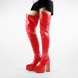 Botas Altas 2022 New Designer Ladies Over The Knee Long Boots Pointy Toe Chunky Heel Platform Thigh High Boots For Women