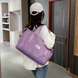 Custom Logo Dry Wet Separation Womens Foldable Duffle Bag Ladys Shoulder Tote Gym Bag