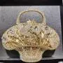 High Quality Luxury Clutch Handled Rhinestone Crystal Purse Flower Basket Evening Bag