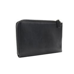 Black zip clutch bag for women cow leather zipper clutch bag card holder wallet