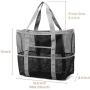 Gelory 9 Pockets Lightweight Transparent Mesh Beach Bag Large Capacity Tote Bag For Summer Poor Travel