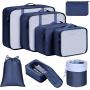 Gelory Factory Wholesale Hot Sell Foldable Suitcase Organizers Bag Travel Luggage Storage Packing Cubes 8pcs Set