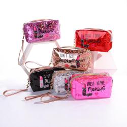 2022 custom logo bulk quilted small mini  Holographic men makeup and storage cosmetic bags organizer or pouches case