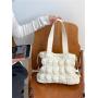 2024 Autumn female pleated cotton jacket bag Ms. South Korean Tote bag large capacity  soft plaid nylon women's shoulder bags