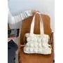 2024 Autumn female pleated cotton jacket bag Ms. South Korean Tote bag large capacity  soft plaid nylon women's shoulder bags