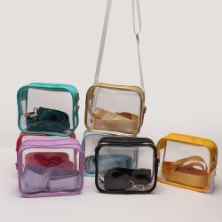 Girls Game Day Stadium Approved Clear Bag Transparent PVC PU Leather Cross body Purse Sports Messenger Bag Crossbody Bag Women