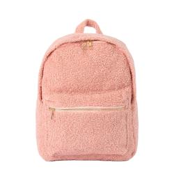 Wholesale Custom Kids Pink Plush Children School Bag Candy Color Mini Plush Teddy Velvet Backpack