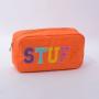 Stock RTS S M L XL Orange Custom Embroidery Stuff Skin Wash Waterproof Nylon Travel Bag Gift Women Girl Makeup Pouch Bag