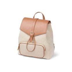 Guangzhou Factory Professional Customize Handbag Trending Canvas PU Leather School Bags Beautiful Flap String Backpack For Women