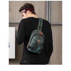 HR136 New Outdoor Men's Chest Bag Multifunctional Nylon Fabric Fashion Waterproof Backpack Printing One Shoulder Crossbody Bag