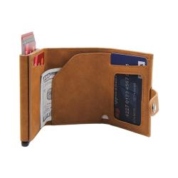 ultra-slim lightweight top grain leathers minimalist wallet quality good  aluminum cardholder