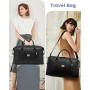 LOVEVOOK 2pcs/set Fashion Leather Travel Duffle Bag for Women Men Vintage Weekender Overnight Bag Gym Sports Bag with Wet Pocket