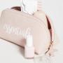 Custom Travel Makeup Bag for Women Portable Organizer Waterproof Purse with Gold Zipper Pink PU Leather Cosmetics Bag