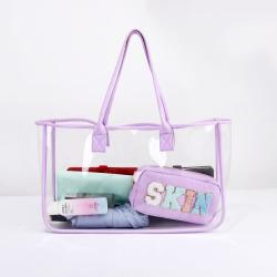 Wholesale 10 Colors Waterproof Transparent Shoulder Bag Women's Large Capacity Handbags Shopping Beach Bags Jelly Clear Tote Bag