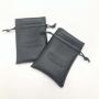 Custom Logo Printing Small Lu Leather Bag Drawstring Jewelry Lipstick Pouch Black Waterproof Leather Packaging Storage Bag