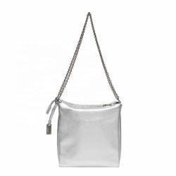 Customized Logo Silver Womens Shoulder Bags Wholesale Fashion High Quality Vegan Leather Bags With Zipper Womens Tote Bags