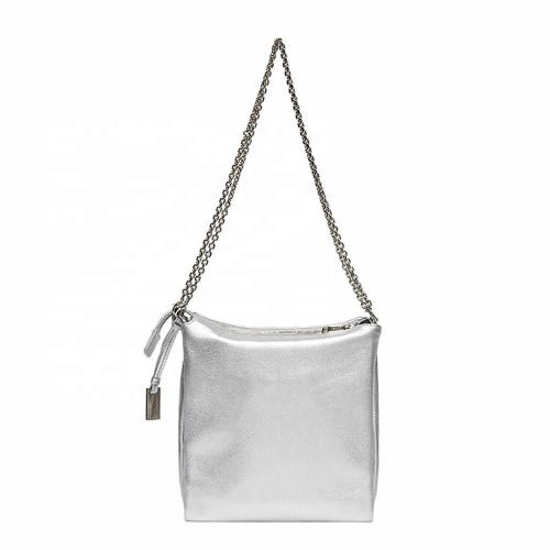 Customized Logo Silver Womens Shoulder Bags Wholesale Fashion High Quality Vegan Leather Bags With Zipper Womens Tote Bags