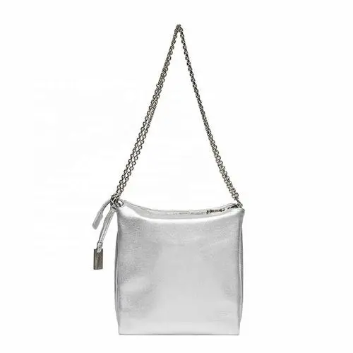 Customized Logo Silver Womens Shoulder Bags Wholesale Fashion High Quality Vegan Leather Bags With Zipper Womens Tote Bags