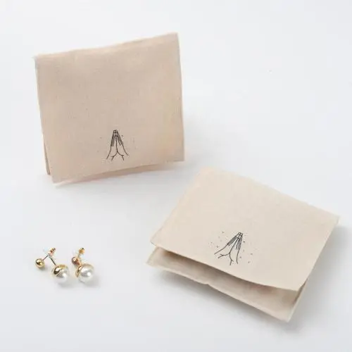 Custom Logo Printed Cotton Envelope Dust Gift Jewelry Bag Small Luxury Bracelet Necklace Jewelry Envelope Pouch