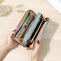 ZR818 Women's Wallet Long Handbag PU Double-layer Zipper Coins Wallet Purse Stylish Contrast Color Mobile Phone Bag Card Holder
