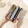 ZR818 Women's Wallet Long Handbag PU Double-layer Zipper Coins Wallet Purse Stylish Contrast Color Mobile Phone Bag Card Holder